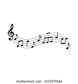 Music notes isolated on white background, vector illustration.