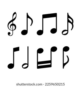 Music notes isolated on white background. Vector music symbols.