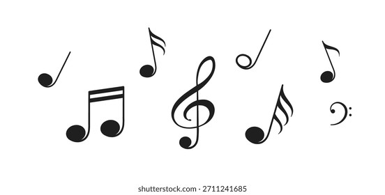 Notas de música aisladas sobre fondo blanco, Clipart de música dinámica