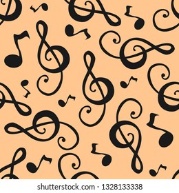 Music notes isolated seamless pattern vector illustration