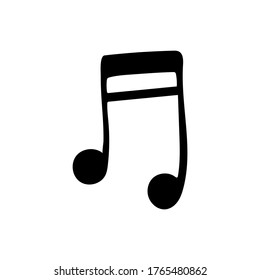 Music notes, isolated simple hand drawn vector illustration in black and white doodle style 