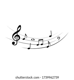 Notas musicales, aisladas, ilustraciones vectoriales.