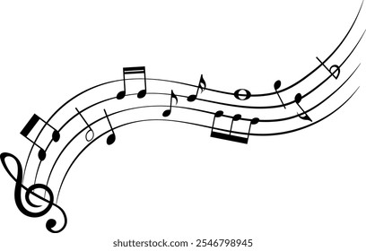 Music notes, isolated vector illustration.