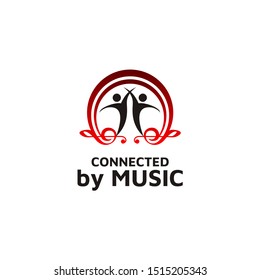 Music Notes Key Clef with Human logo design