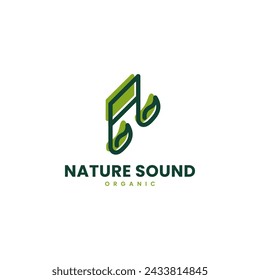 Notas musicales y hojas de forma orgánica Concepto Naturaleza Logo Icono Vector Diseño