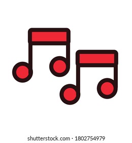 music notes line and fill style vector illustration design