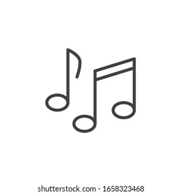 Music notes line icon. linear style sign for mobile concept and web design. Musical notes outline vector icon. Sound symbol, logo illustration. Vector graphics