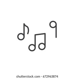 Music notes line icon, outline vector sign, linear style pictogram isolated on white. Tune symbol, logo illustration. Editable stroke