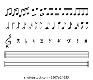 Music notes and line paper template, Musical note, music sound, musical waves