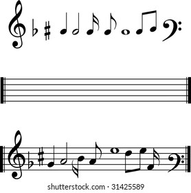 Music notes and lines