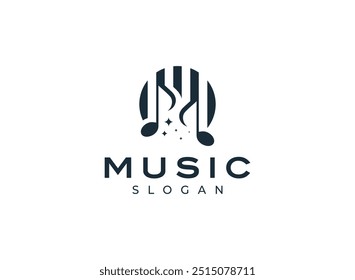 Musiknoten-Logo, Buchstabe M mit Musik-Logo-Design, Musik-Wellen-Logo, DJ-Logo-Design, Musik-Note, Vektordesign