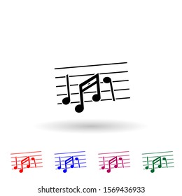 Music notes multi color icon. Simple glyph, flat vector of music instrument icons for ui and ux, website or mobile application