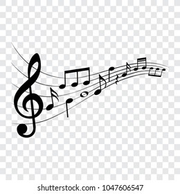 Music notes, musical design element, isolated vector illustration.