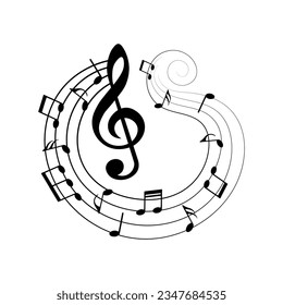 Music notes, musical design element, vector illustration.