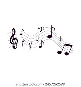 Music notes, musical design element, isolated on white background, vector illustration.