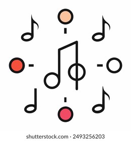Music notes, musical design element, vector illustration.