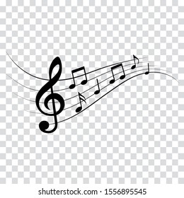 Notas musicales, elementos de diseño musical ilustraciones vectoriales aisladas.