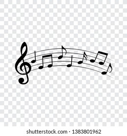 Music notes, musical design, isolated, vector illustration.