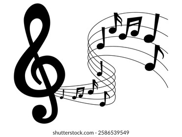 Music notes. Musical Notes design, Songs, Melodies flat vector icon