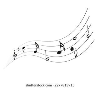 Notas musicales, elemento musical. Ilustración plana del vector