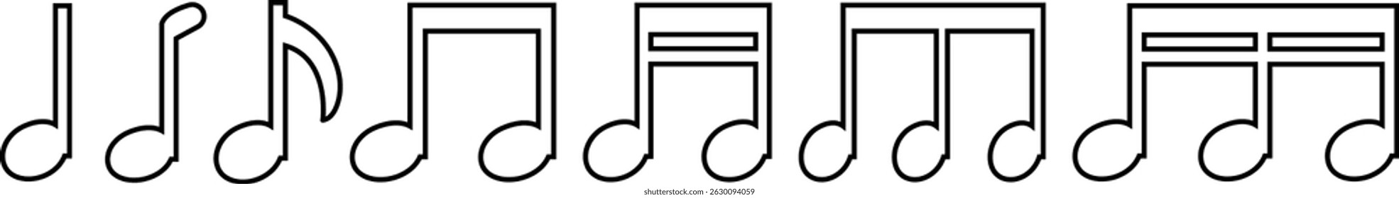 Music notes Musical key signs icon in line style set. Vector for apps and website solid pictogram Black musical Simple symbol elements isolated on transparent background.