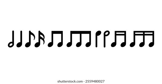 music notes musical key symbol sign icon vector design black white color illustration collection isolated