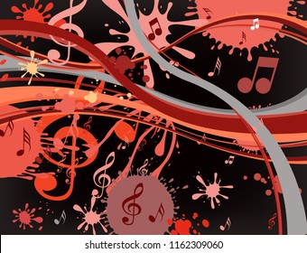 Music notes on a abstract colorful background