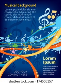 Music notes on a abstract colorful background