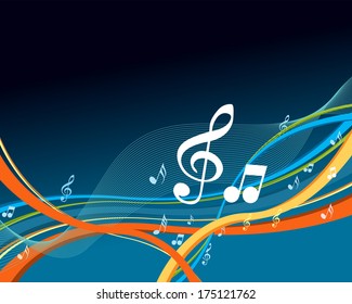 Music notes on a abstract colorful background