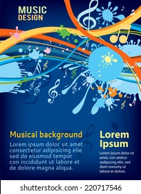 Music notes on a abstract colorful background