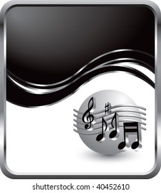 music notes on black wave background
