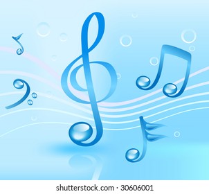 music notes on blue background