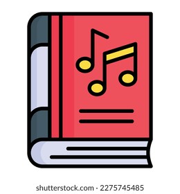 Music notes on book, vector design of music book in modern style