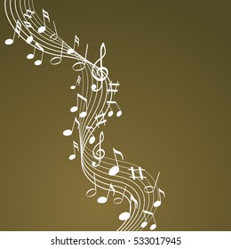 Music notes on a brown background