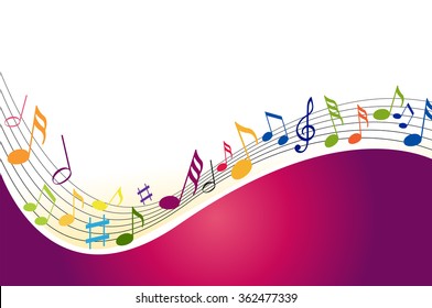 Music Notes On A Color Background