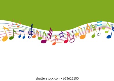 Music notes on a color background