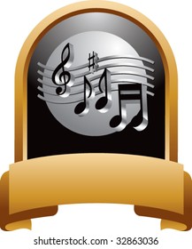 music notes on gold display