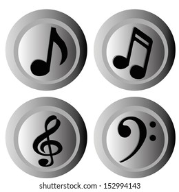 music notes on gradient gray circles