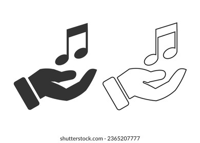 Music notes on hand icon. Music sign vector ilustration.