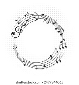 Music notes on scale circle Free Vector editable background