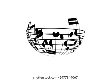 Music notes on scale circle Free Vector editable background