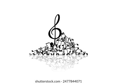 Music notes on scale circle Free Vector editable background