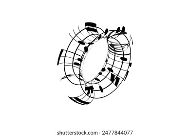 Music notes on scale circle Free Vector editable background