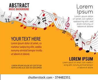 Music notes on a solide orange background