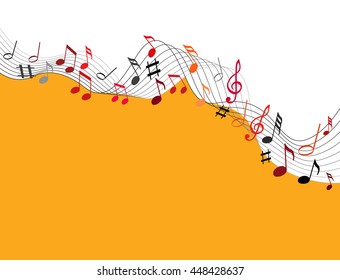 Music notes on a solide orange background