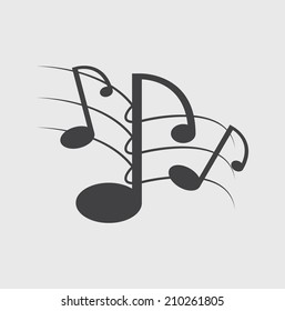 Music notes on a solide white background