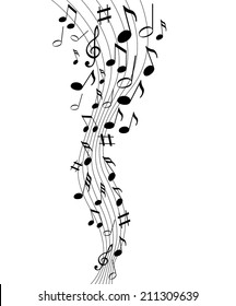 Music Notes On A Solide White Background