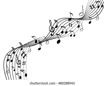 Music notes on a solide white background