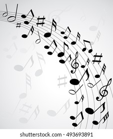 Music notes on a solide white background