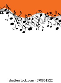 Music notes on a solide white and orange background